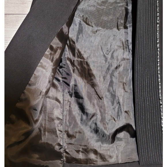 Women's Beautiful Evening Blazer Jacket Size XS Black Beaded Embroidered Pokadot - Picture 8 of 13